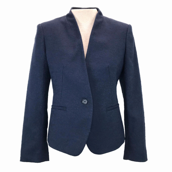 LOFT Jackets & Blazers - LOFT NWT Navy Single Button Textured Blazer 8P